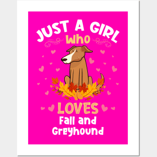 Just a Girl who Loves Fall Greyhound Posters and Art